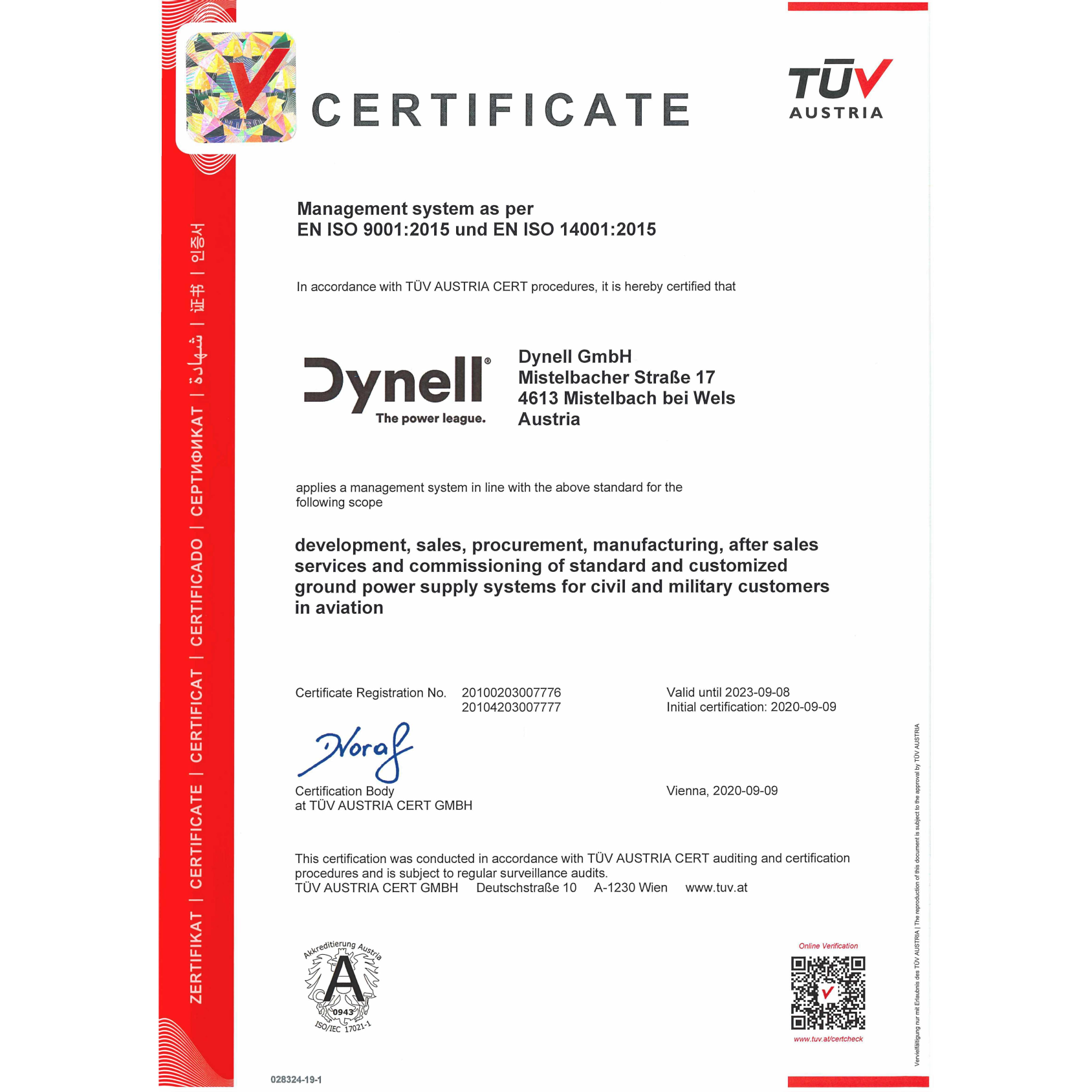 ISO 9001 & 14001 certificate ISO 9001 and 14001 certificate